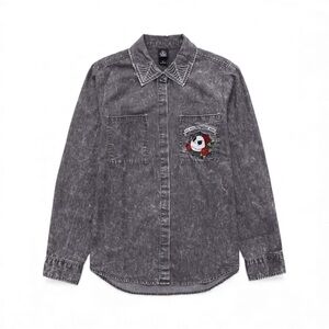 Tim Burtons The Nightmare Before Christmas acid-washed button-up denim shirt XL